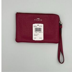 Coach Corner Zip Wristlet dark fuchsia